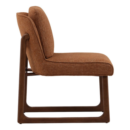 Lola Ginger and Dark Brown Basketweave Fabric and Rubber Wood Chair 20 in Wide