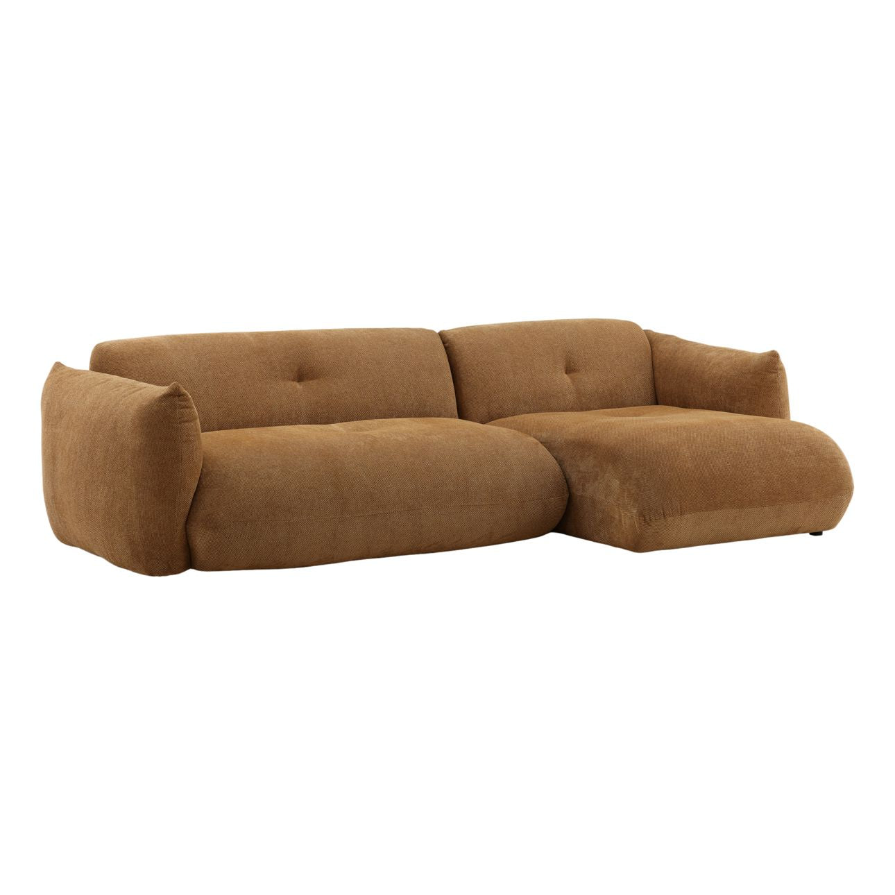 Caramel Chunky Woven Chenille Fabric Sectional 112.5 in Wide