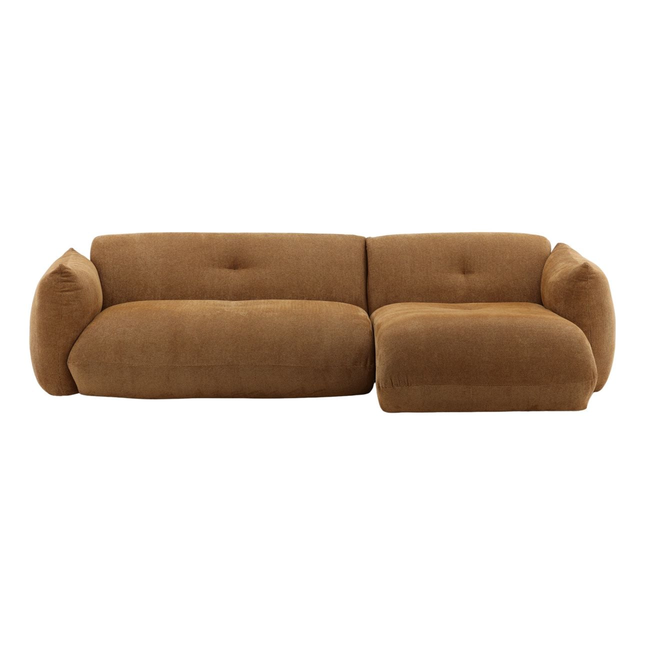 Caramel Chunky Woven Chenille Fabric Sectional 112.5 in Wide