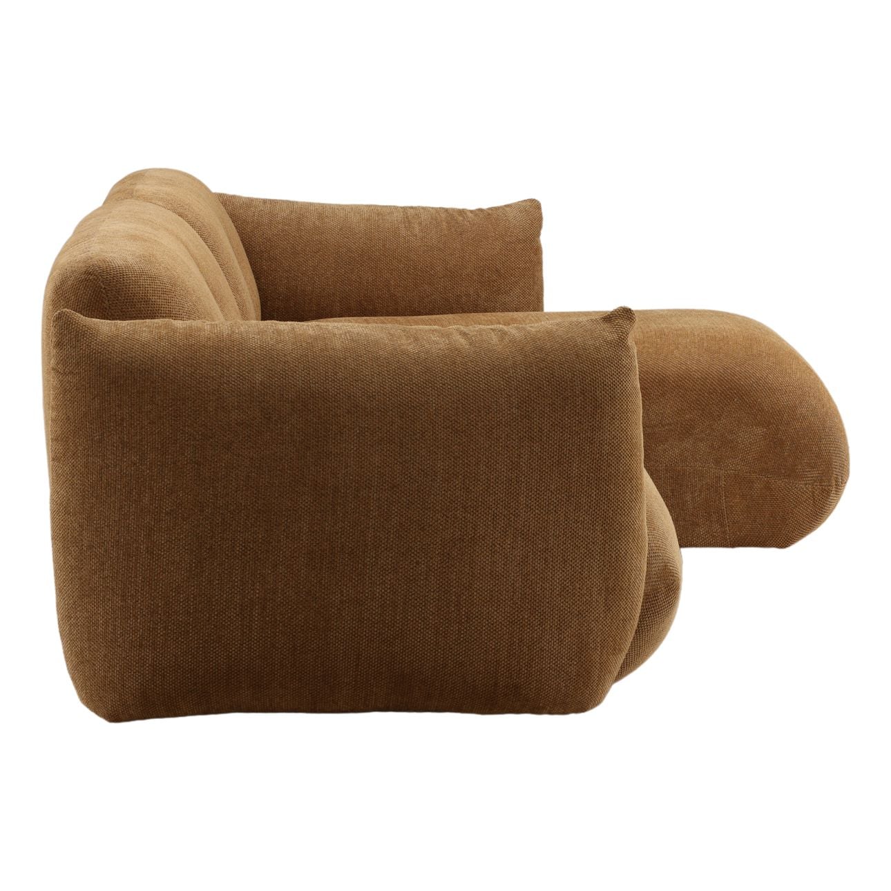 Caramel Chunky Woven Chenille Fabric Sectional 112.5 in Wide