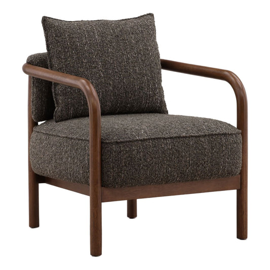 Curated Boucle Fabric and Rubber Wood Home Accent