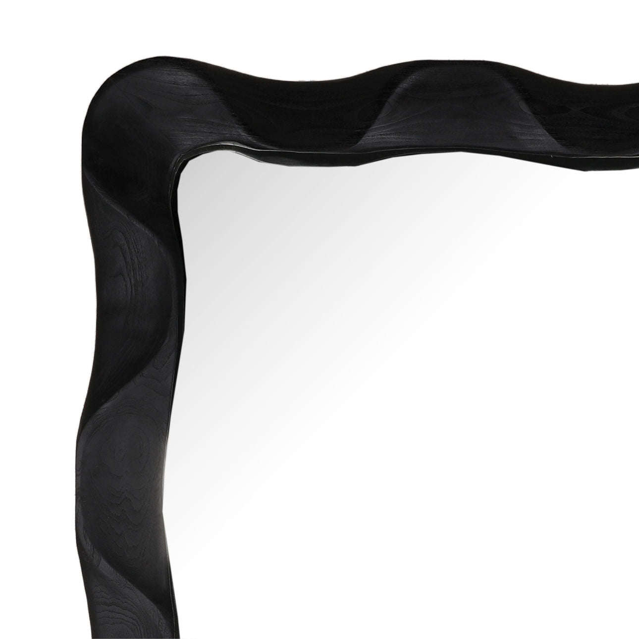Black Teak Wood Mirror 47 in Wide