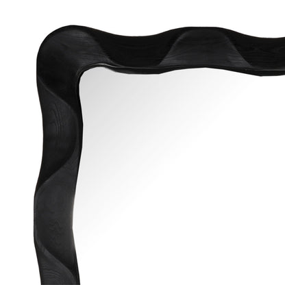 Black Teak Wood Mirror 47 in Wide