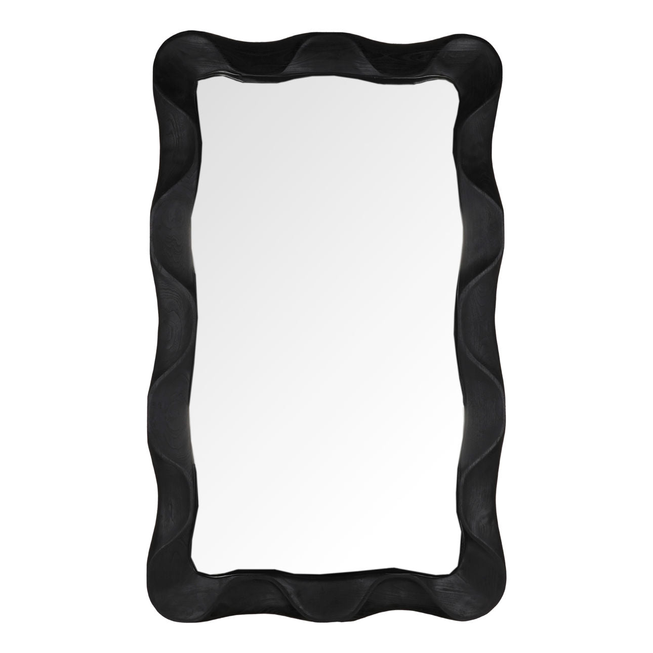 Black Teak Wood Mirror 47 in Wide