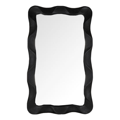 Black Teak Wood Mirror 47 in Wide