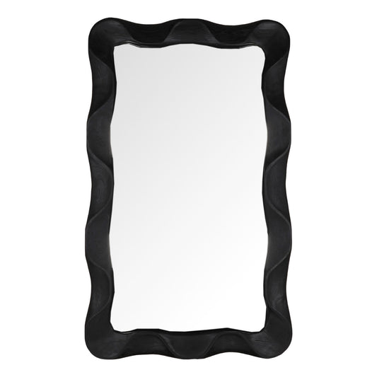Black Teak Wood Mirror 47 in Wide