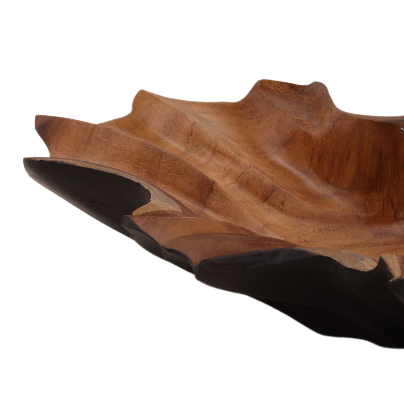 Black and Natural Teak Bowl 16.5 in Wide