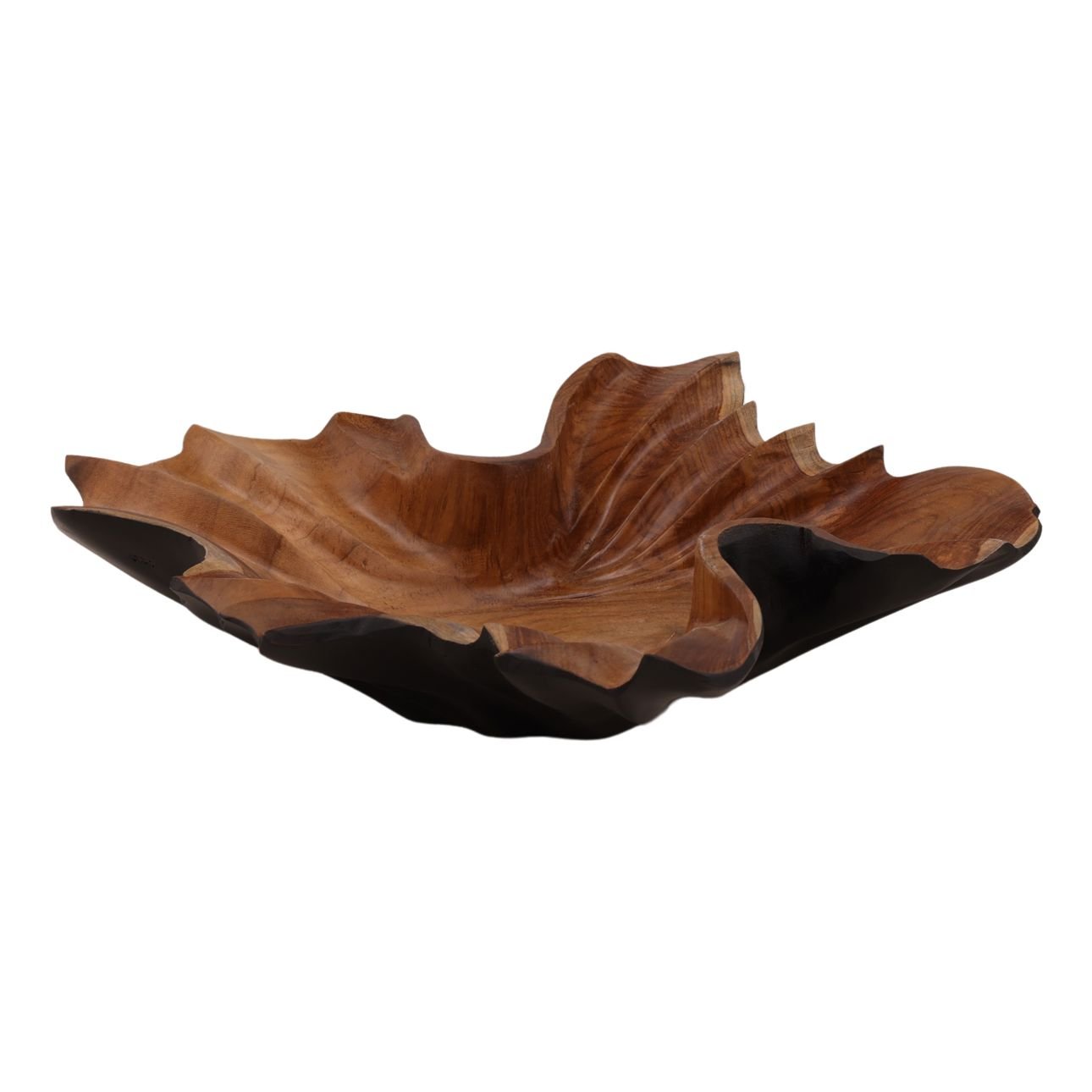 Black and Natural Teak Bowl 16.5 in Wide