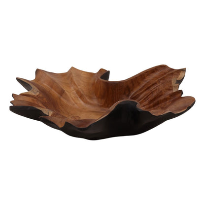 Black and Natural Teak Bowl 16.5 in Wide