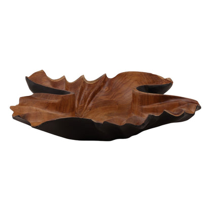 Black and Natural Teak Bowl 16.5 in Wide