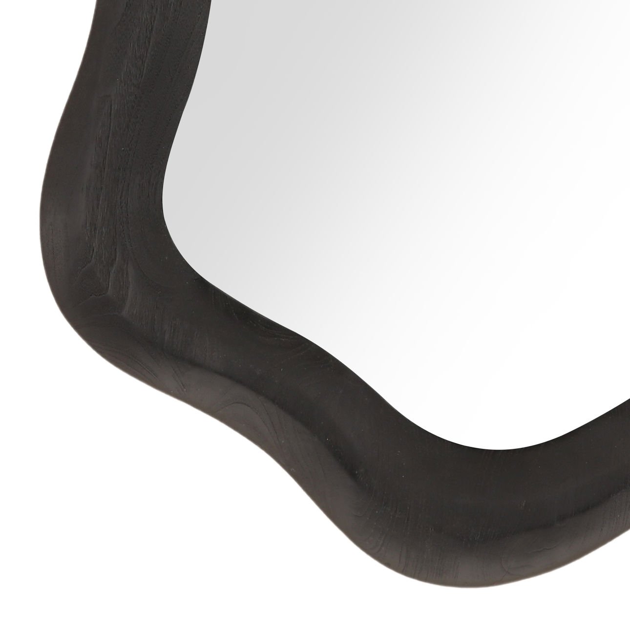 Black Teak Wood Mirror 34.5 in Wide