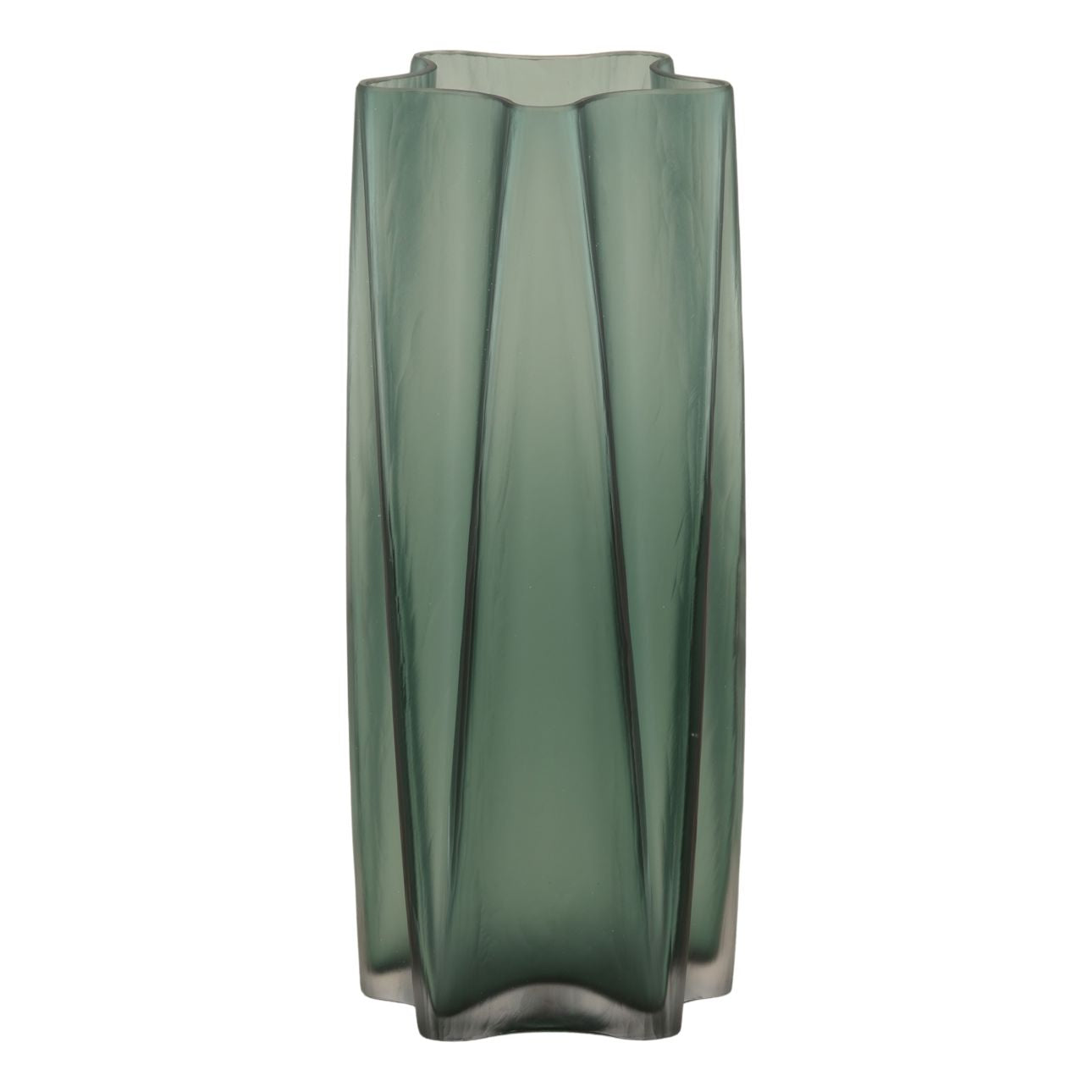 Blue Glass Vase 9 in Wide