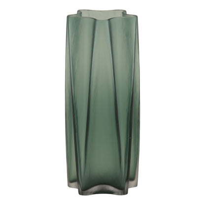 Blue Glass Vase 9 in Wide