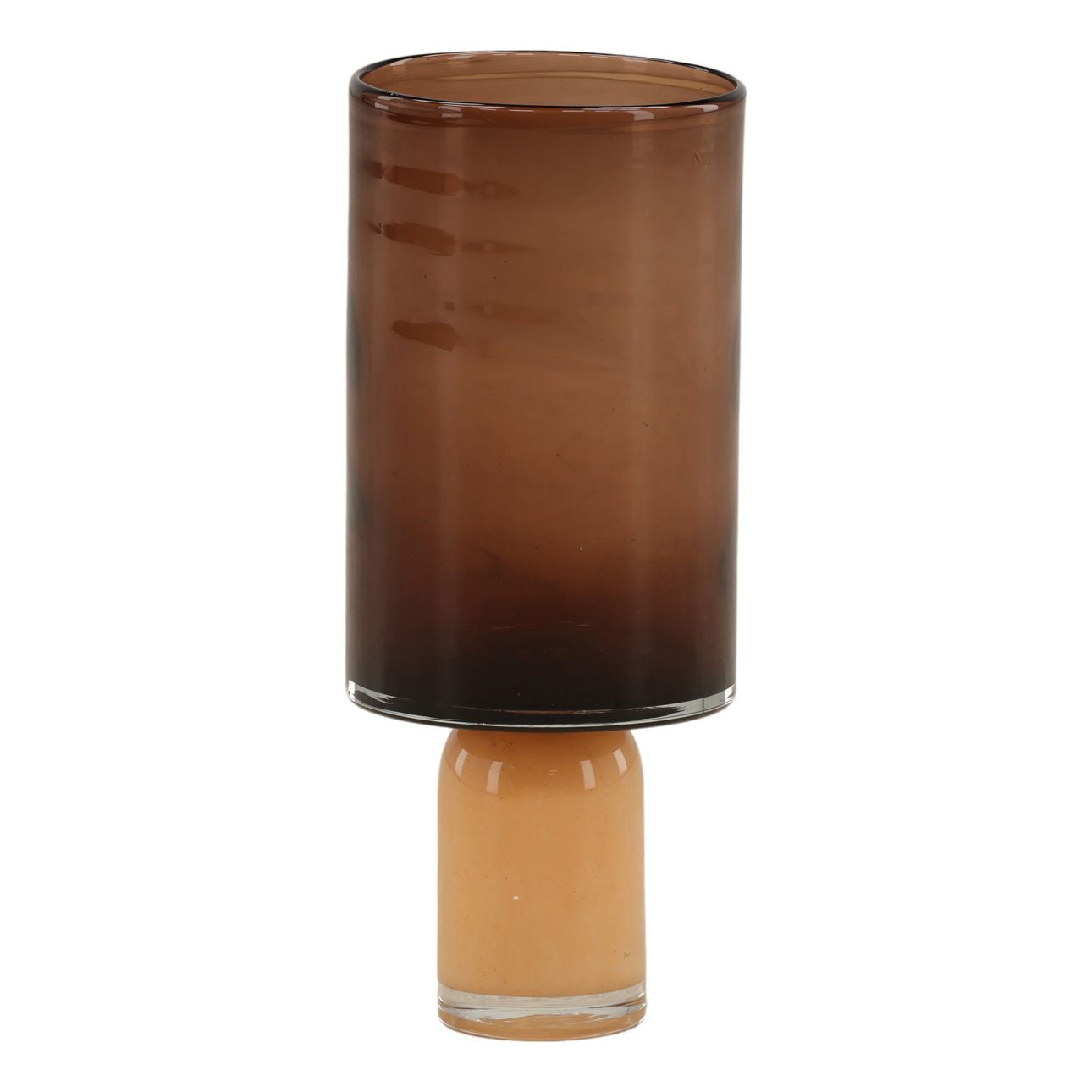 Brown and Amber Glass Vase 6.5 in Wide