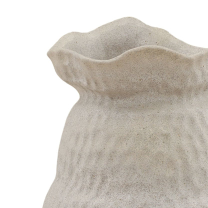 Light Grey Handmade Porcelain Vase 10.5 in Wide