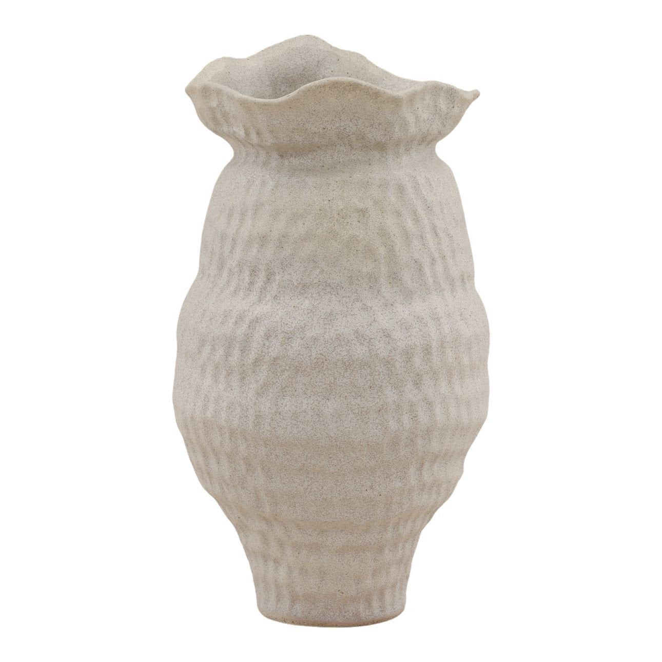 Light Grey Handmade Porcelain Vase 10.5 in Wide