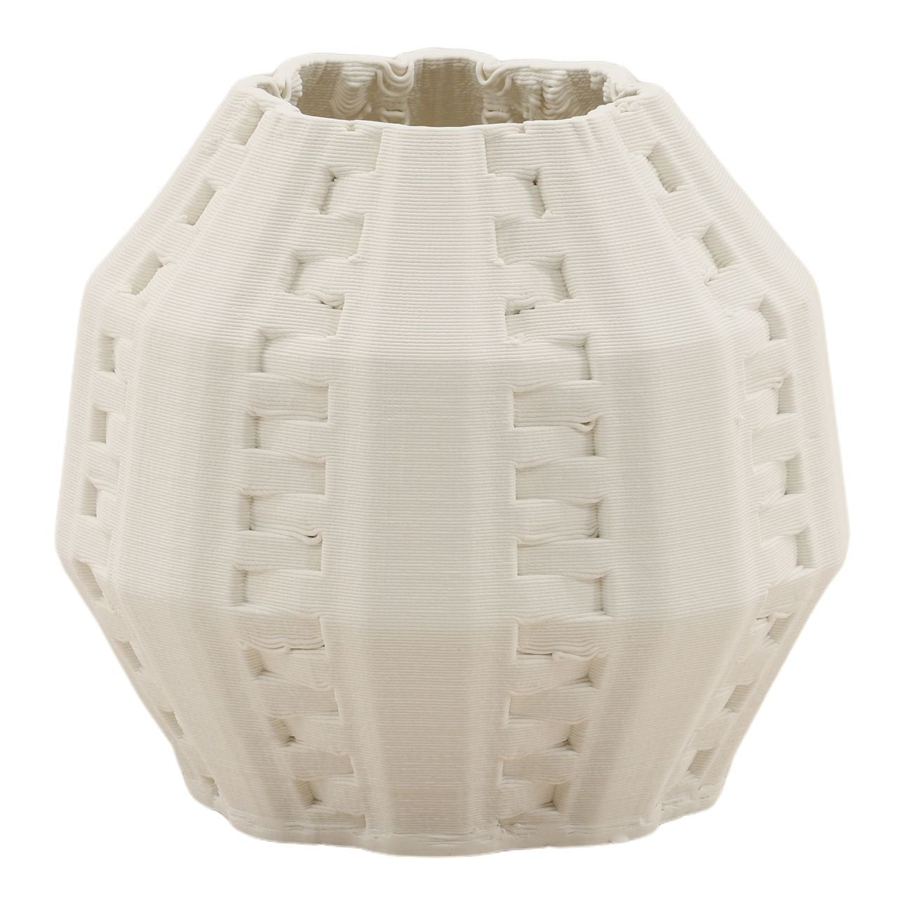 Ivory 3D Printed Porcelain Vase 8.5 in Wide