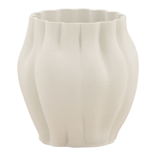 Ivory 3D Printed Porcelain Vase 10.5 in Wide