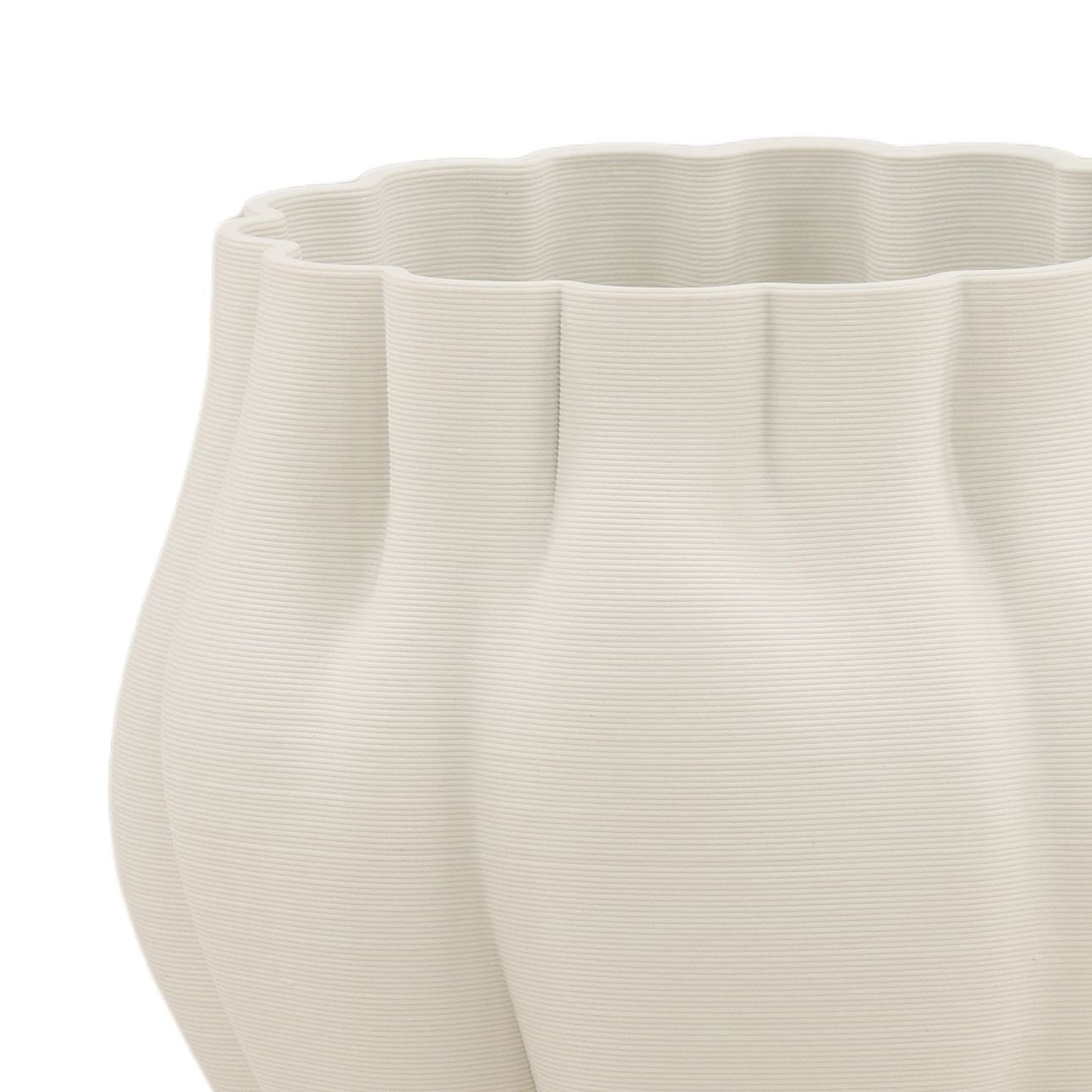 Ivory 3D Printed Porcelain Vase 10.5 in Wide