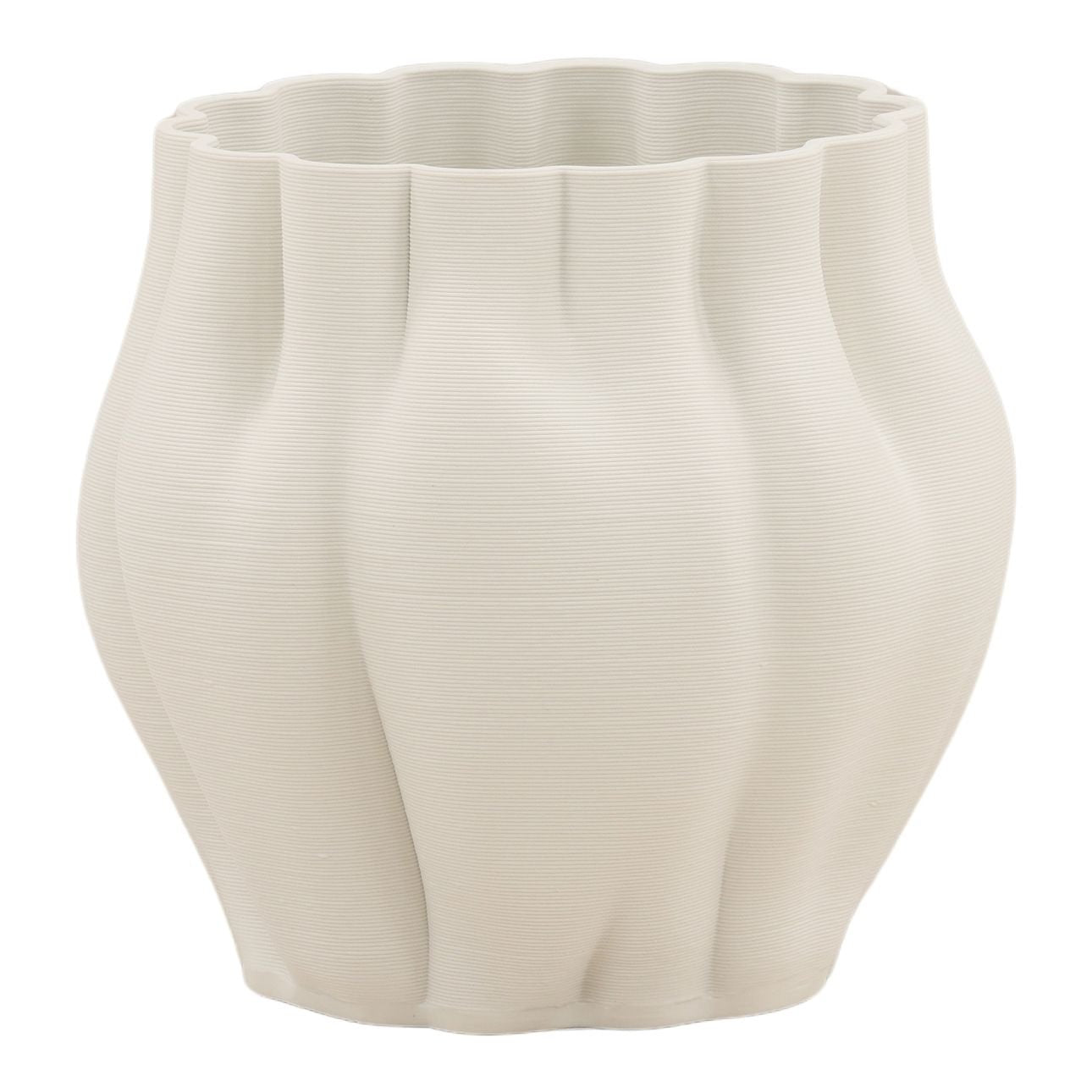 Ivory 3D Printed Porcelain Vase 10.5 in Wide