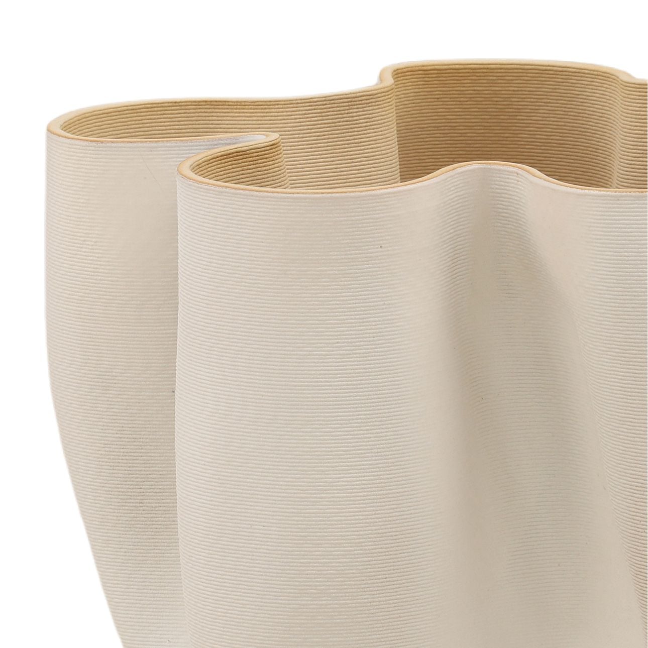 Cream 3D Printed Porcelain Vase 12.5 in Wide
