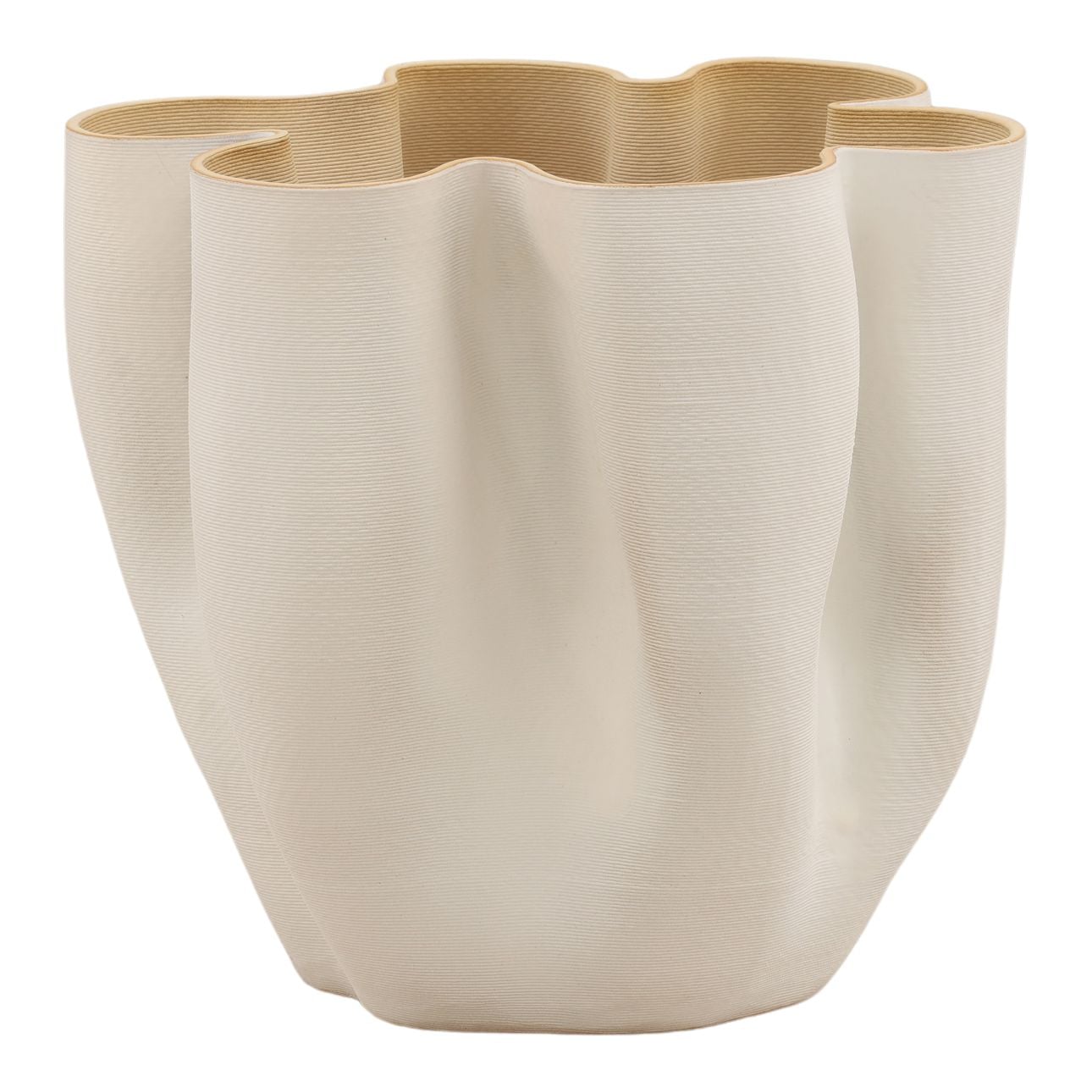 Cream 3D Printed Porcelain Vase 12.5 in Wide