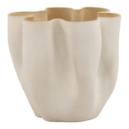 Cream 3D Printed Porcelain Vase 12.5 in Wide