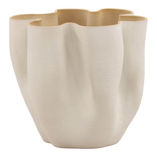 Cream 3D Printed Porcelain Vase 12.5 in Wide
