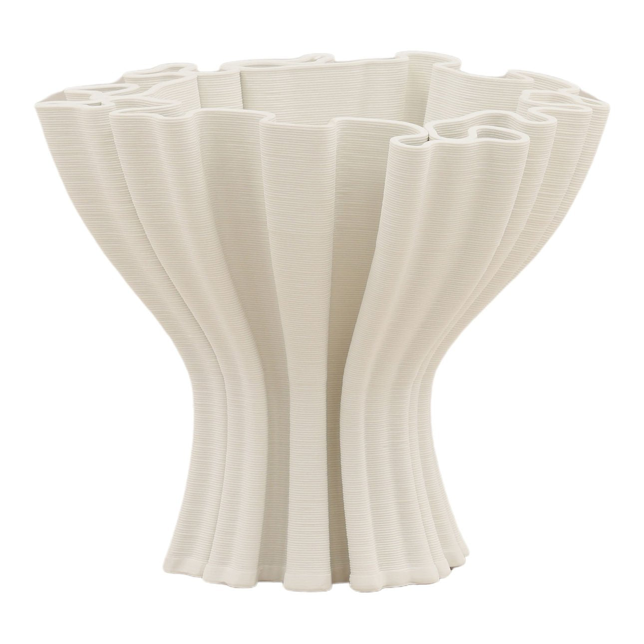 Ivory 3D Printed Porcelain Vase 12 in Wide