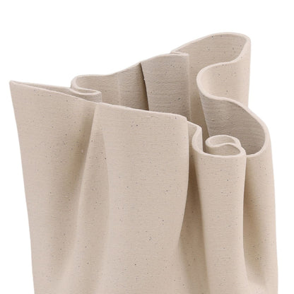 Ivory 3D Printed Porcelain Vase 11 in Wide