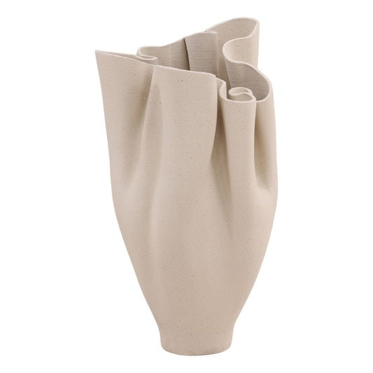 Ivory 3D Printed Porcelain Vase 11 in Wide