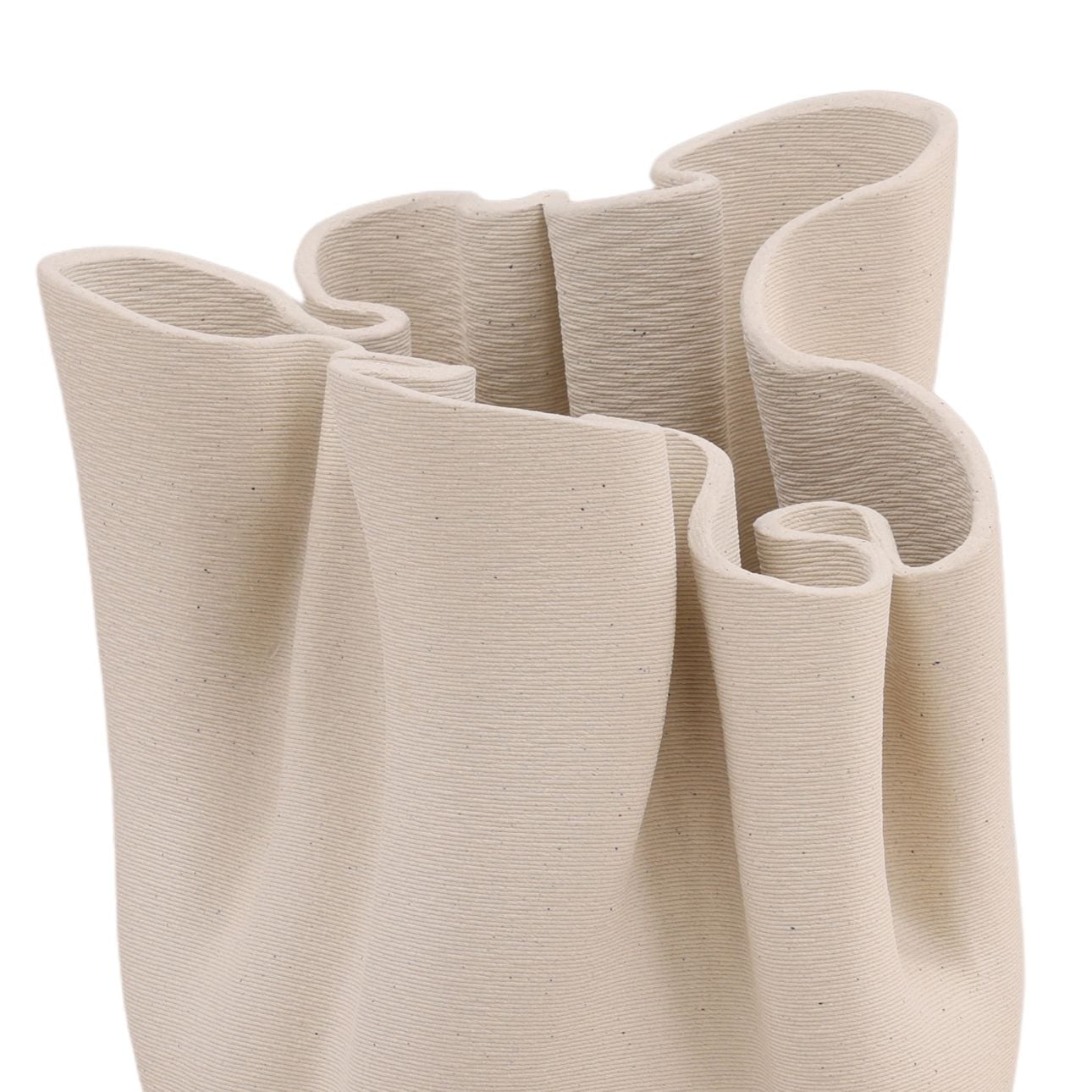 Ivory 3D Printed Porcelain Vase 11 in Wide