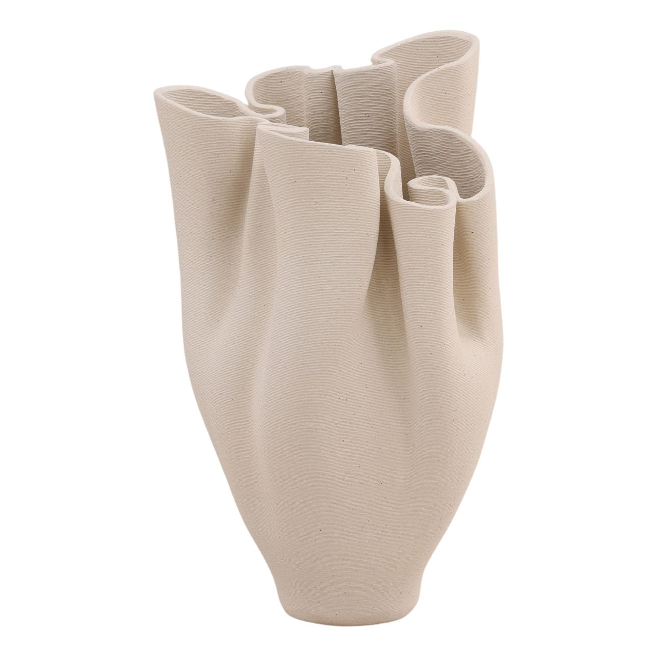 Ivory 3D Printed Porcelain Vase 11 in Wide
