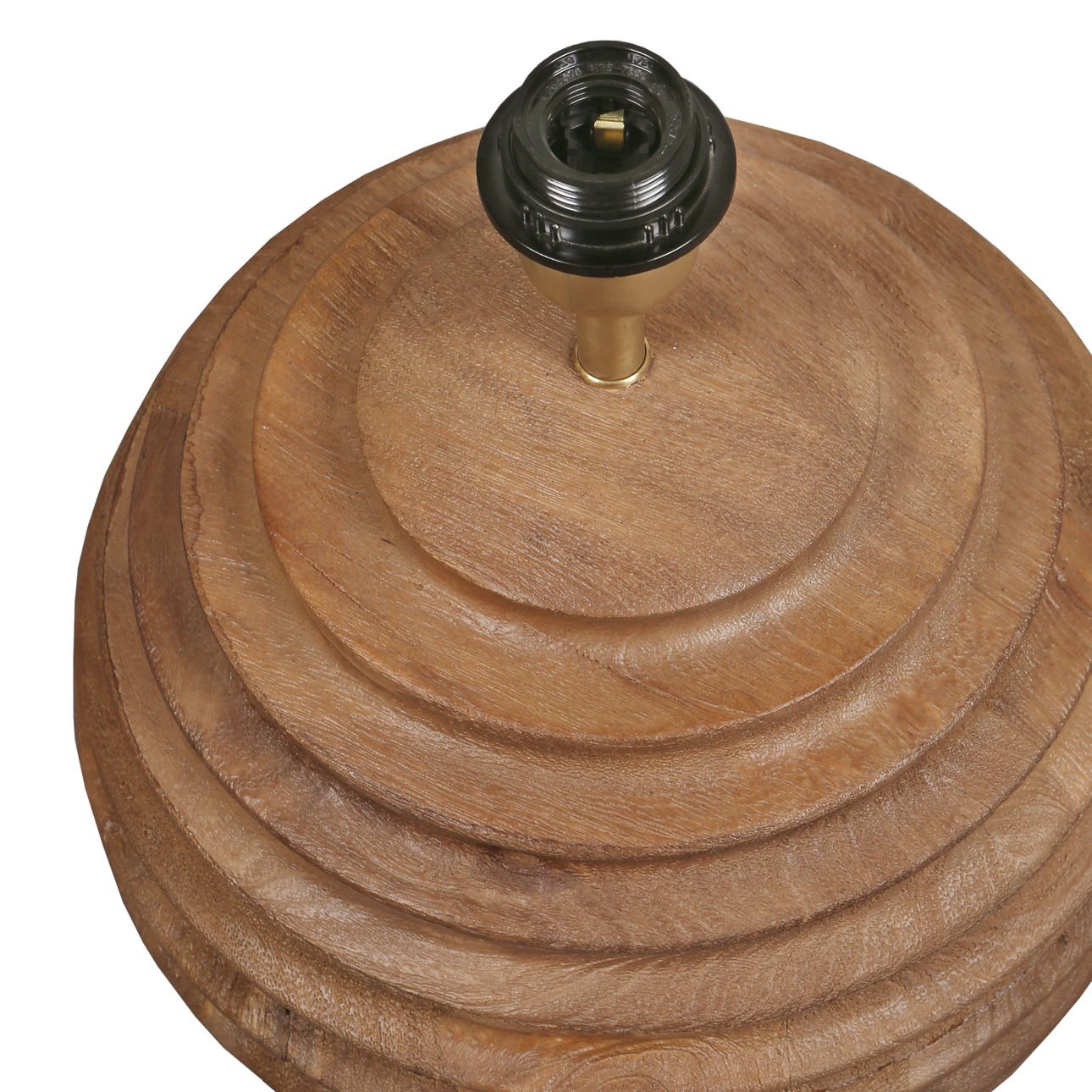 Medium Brown Finish with White Lamp Shade Mango Wood and Linen Shade Table 17.5 in Wide