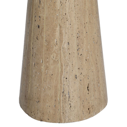 Natural and Beige Travertine Stone and Jute Shade Table 18 in Wide
