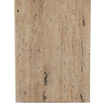 Natural and Beige Travertine Stone and Jute Shade Table 20 in Wide