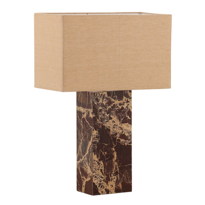 Modern Cherry Marble and Chambrey Shade Table Lamp
