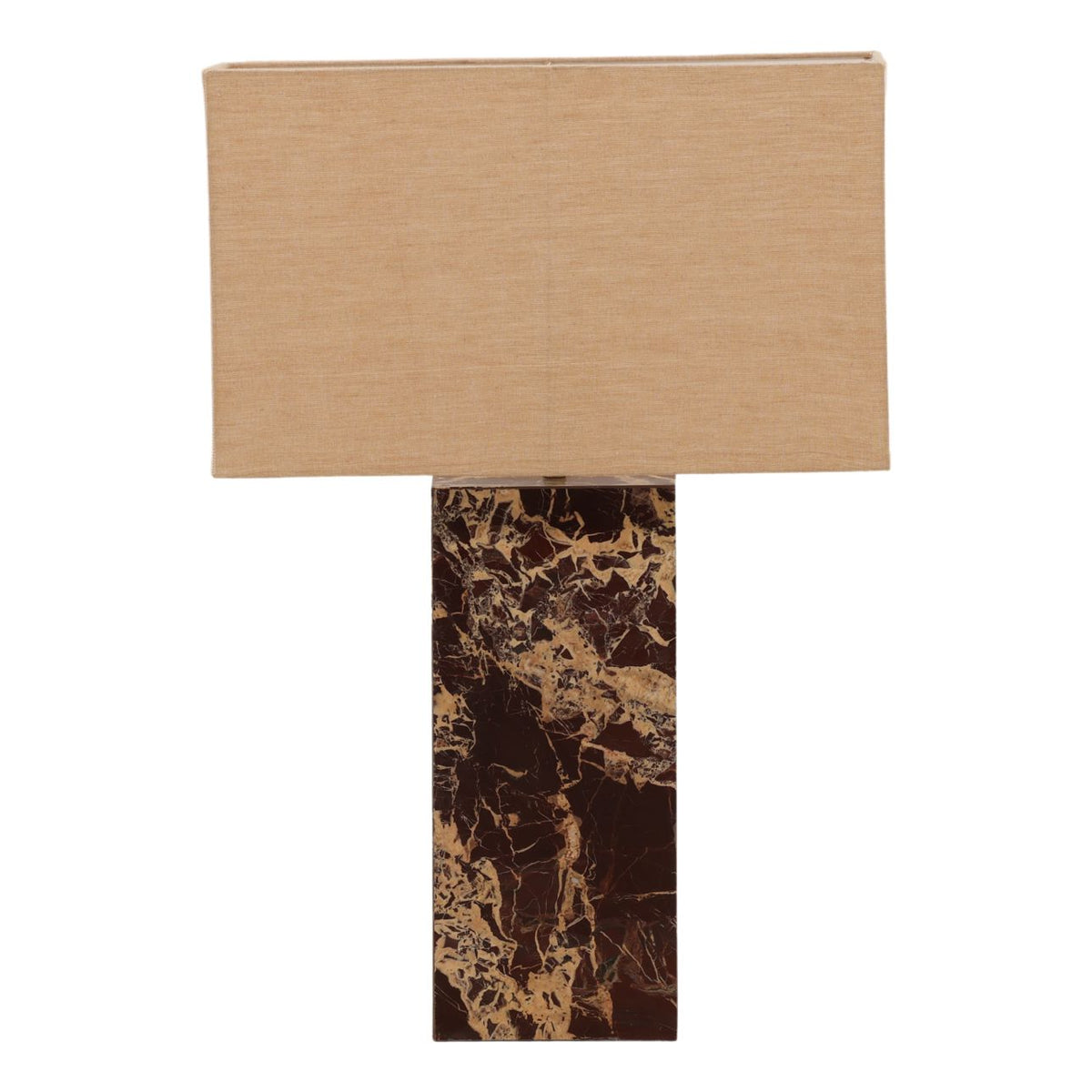 Modern Cherry Marble and Chambrey Shade Table Lamp