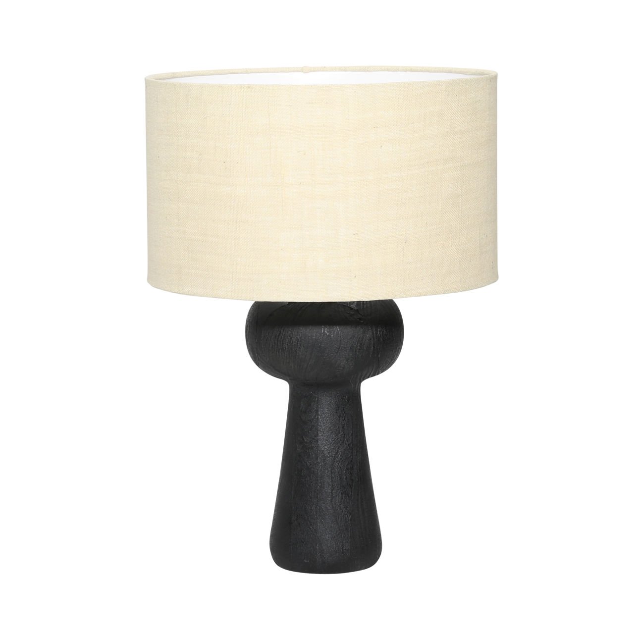 Black and Beige Shade Wood and Jute Shade Table 16 in Wide