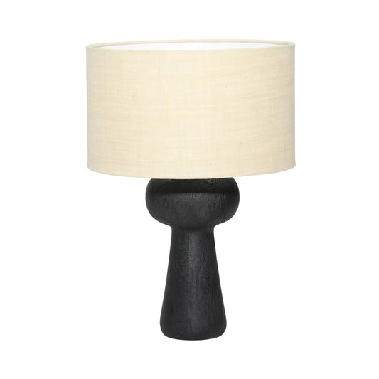 Black and Beige Shade Wood and Jute Shade Table 16 in Wide