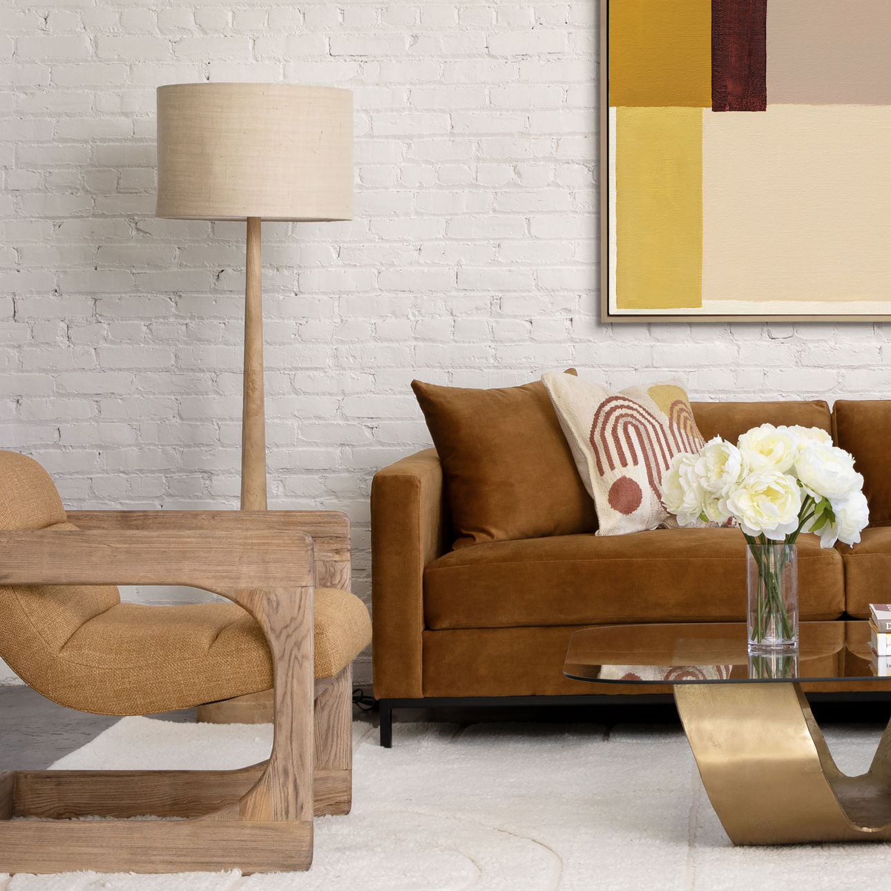Natural and Beige Shade Wood and Jute Shade Lamp 20 in Wide