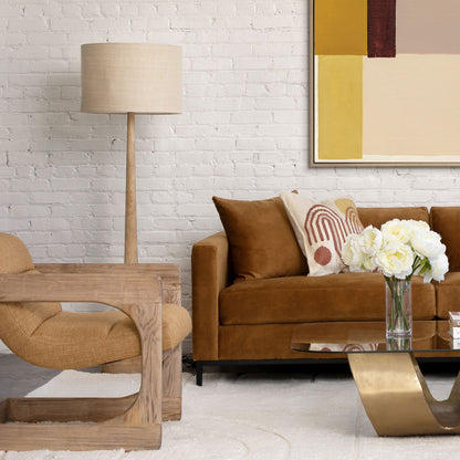 Natural and Beige Shade Wood and Jute Shade Lamp 20 in Wide