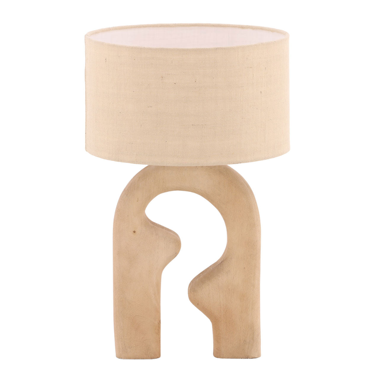Natural and Beige Shade Mango Wood and Jute Shade Table 16 in Wide