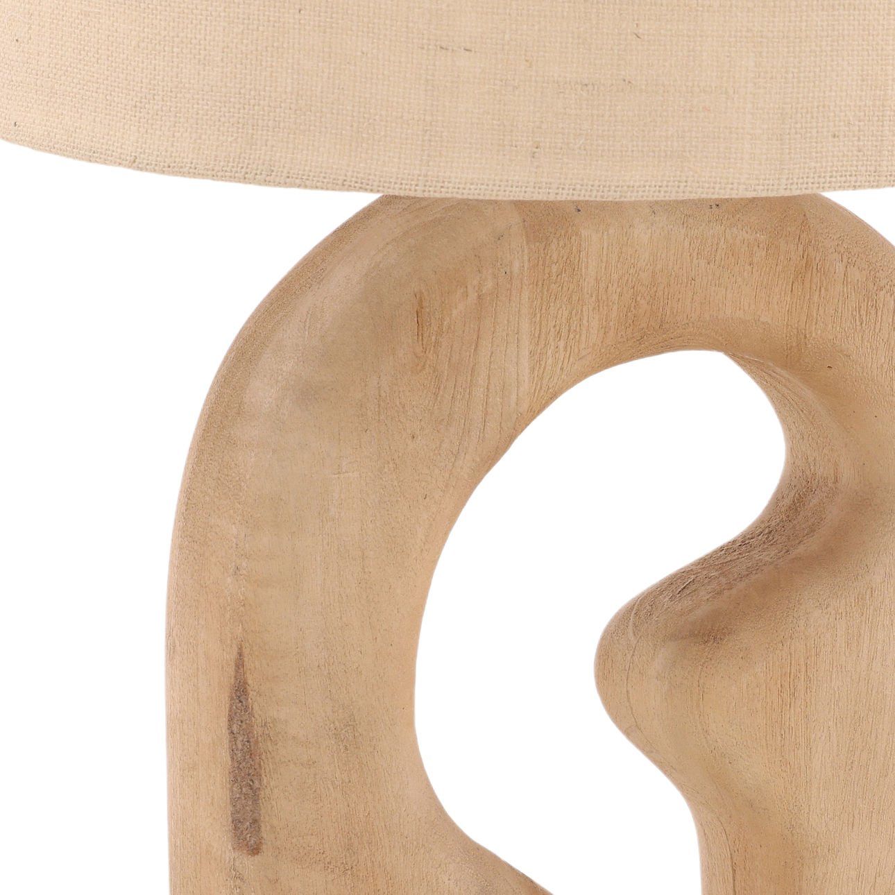 Natural and Beige Shade Mango Wood and Jute Shade Table 16 in Wide