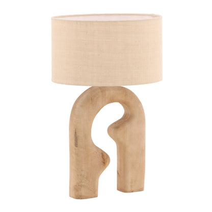 Natural and Beige Shade Mango Wood and Jute Shade Table 16 in Wide