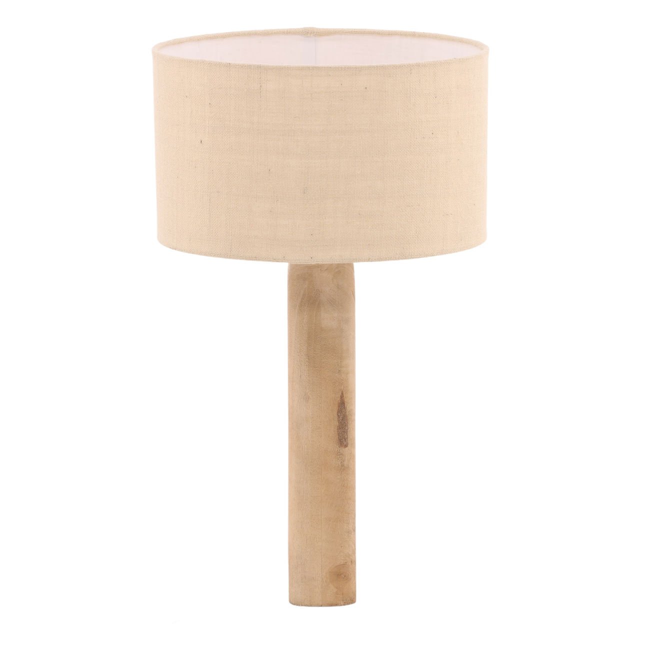 Natural and Beige Shade Mango Wood and Jute Shade Table 16 in Wide