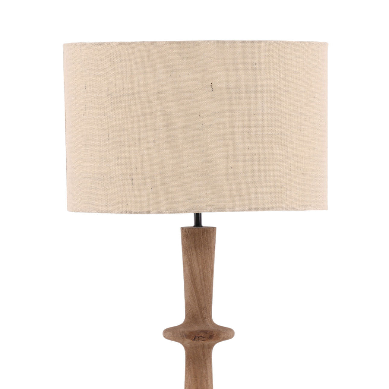 Dark Natural and Beige Shade Mango Wood and Jute Shade Lamp 20 in Wide
