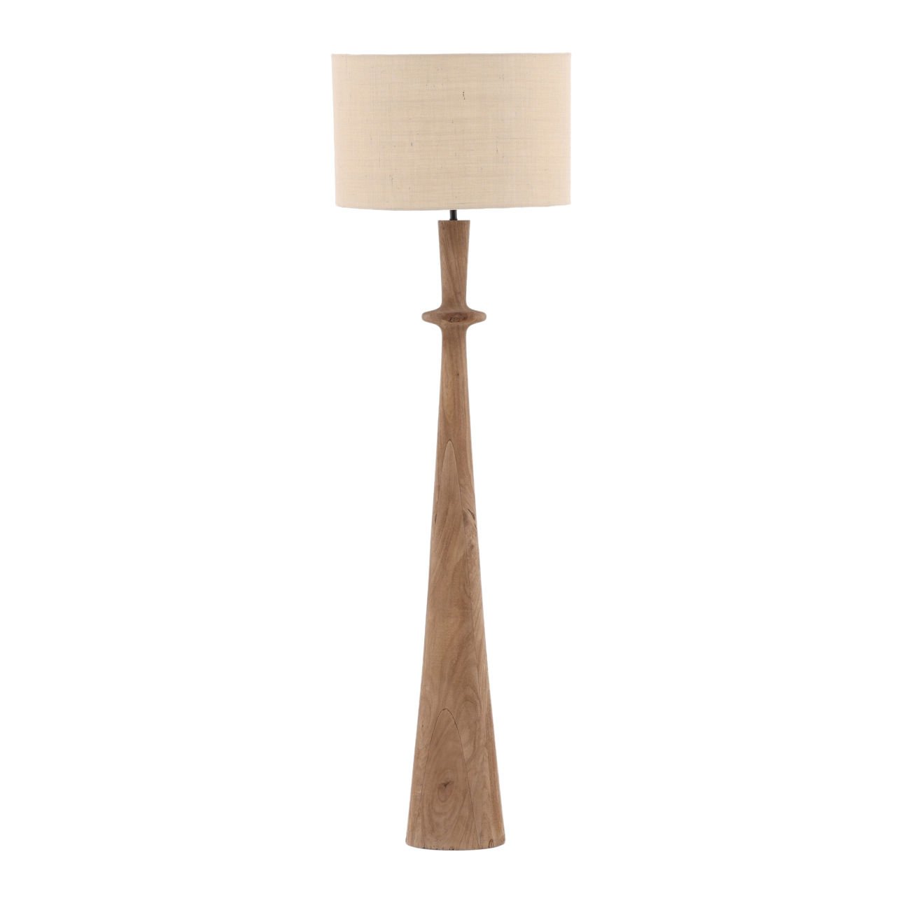 Dark Natural and Beige Shade Mango Wood and Jute Shade Lamp 20 in Wide