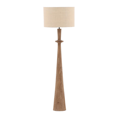 Dark Natural and Beige Shade Mango Wood and Jute Shade Lamp 20 in Wide