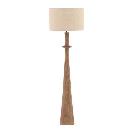 Dark Natural and Beige Shade Mango Wood and Jute Shade Lamp 20 in Wide